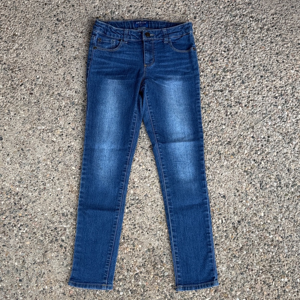 Arizona Skinny Jeans Girls Size 12 Medium Wash Adjustable Waist School